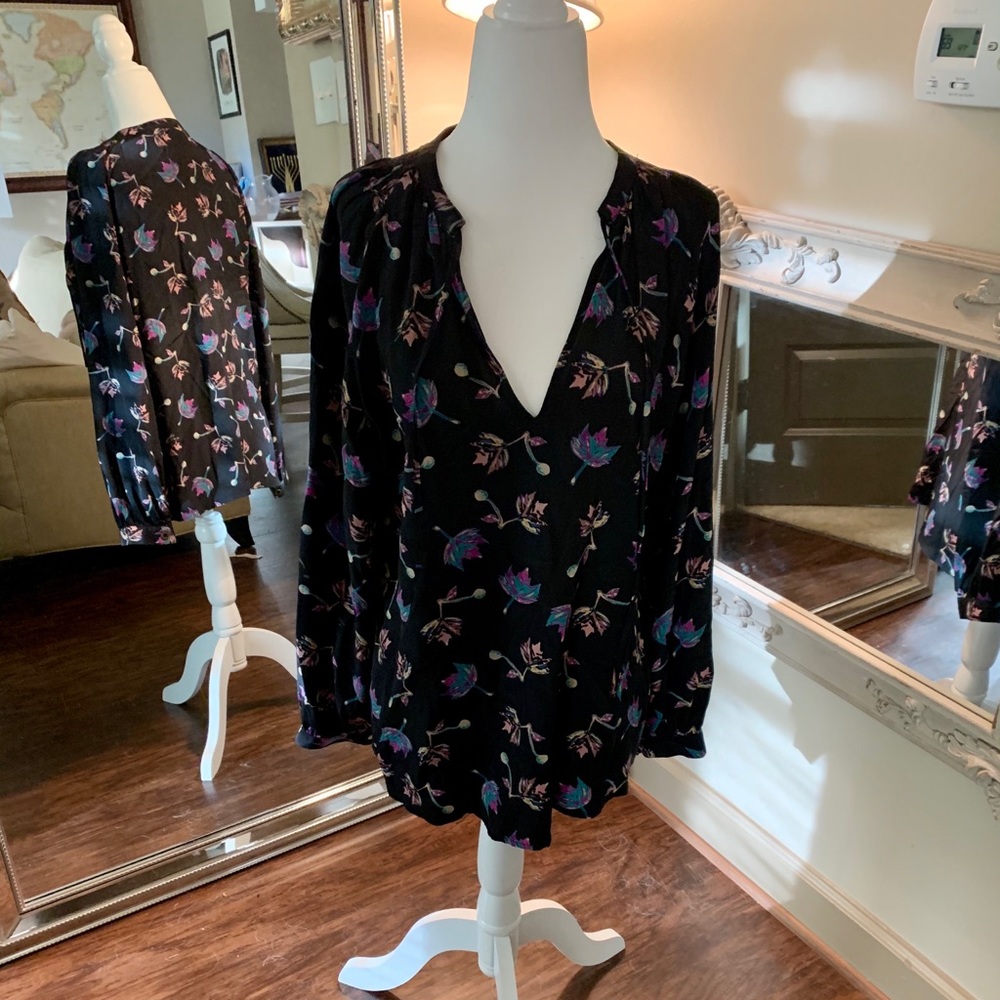Tucker silk printed long sleeve top